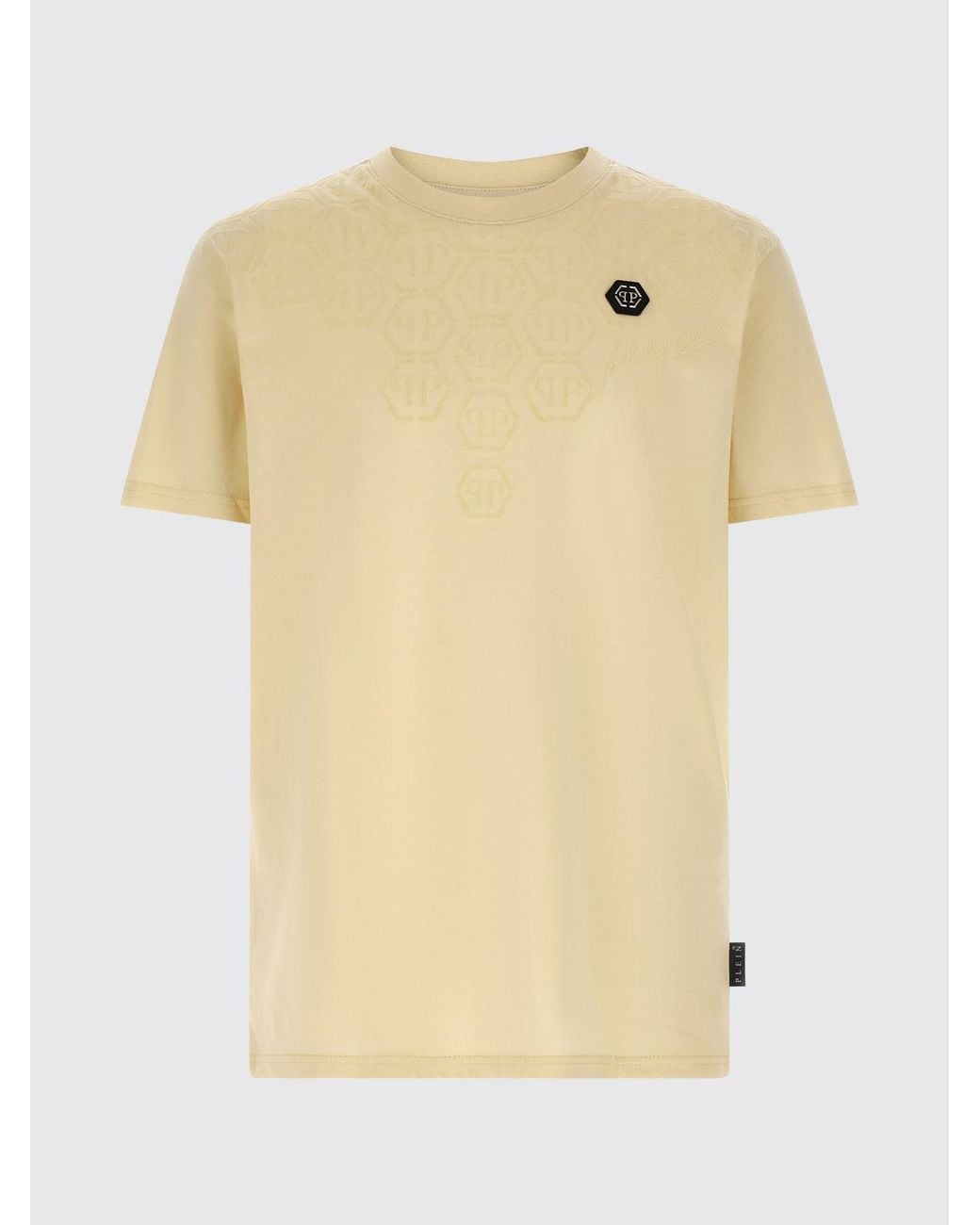 Philipp Plein Natural Cotton T-Shirt With Pp Monogram for men