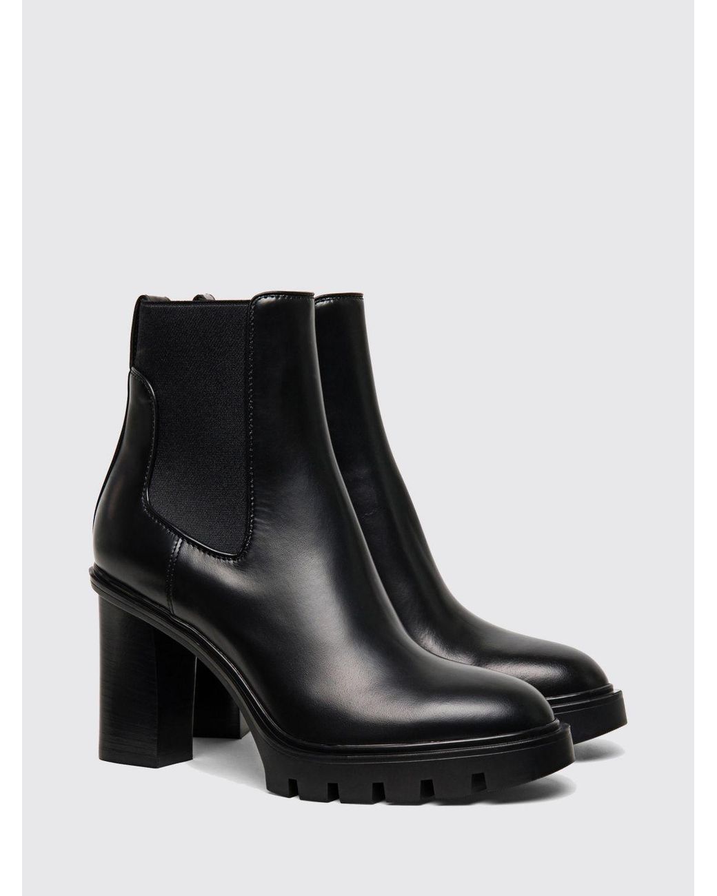 Santoni Black Flat Ankle Boots