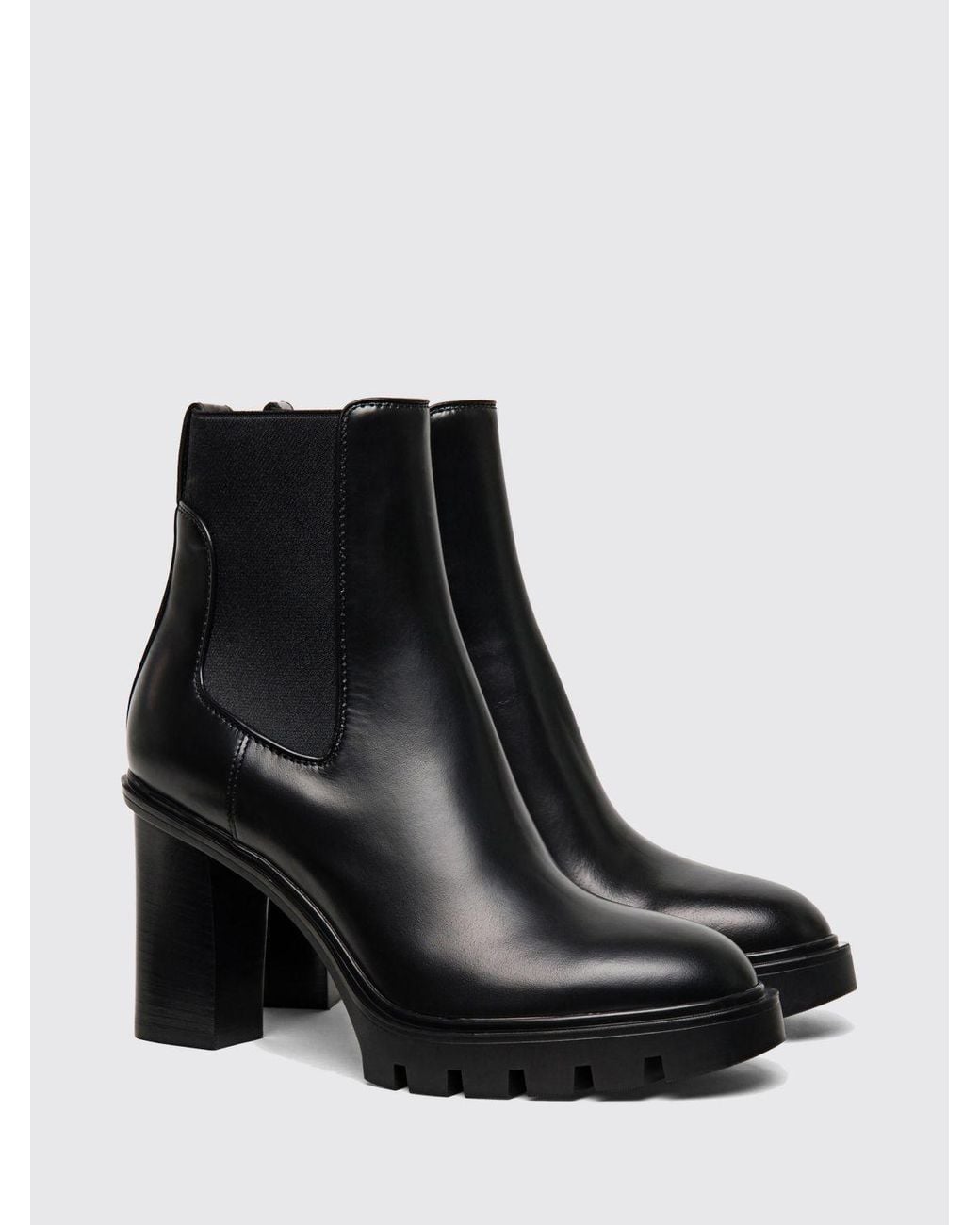 Santoni Black Flat Ankle Boot