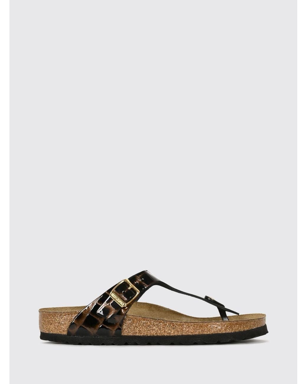 Birkenstock Black Gizeh Croc-Effect Leather Thong Sandals