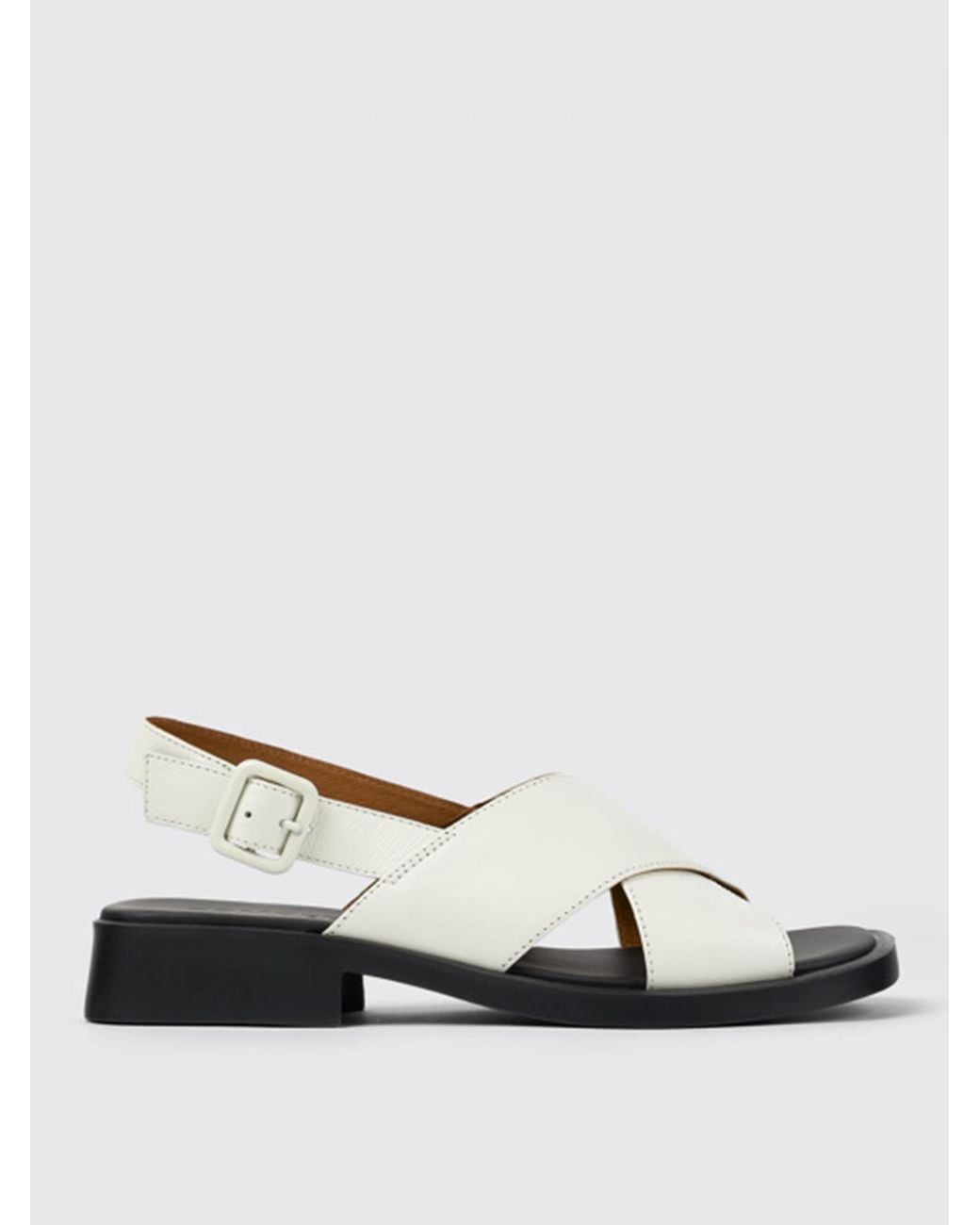 Camper White Flat Sandals