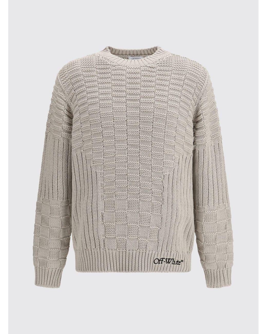 Off-White c/o Virgil Abloh Gray Arrow Cotton Crewneck Sweater for men