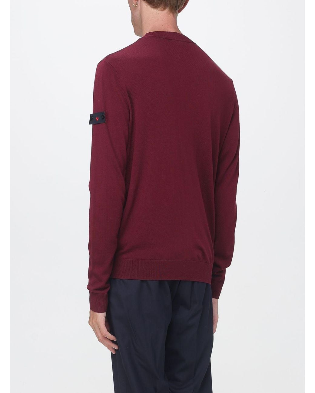 Peuterey Red Pure Wool Crew-Neck Jumper With Logo Patch On The Sleeve for men