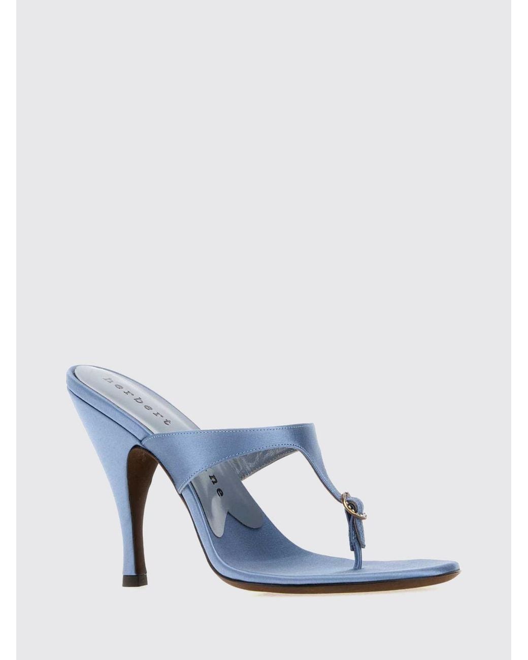 Herbert Levine White Kiss And Tell Satin Thong Mules With A High Stiletto Heel