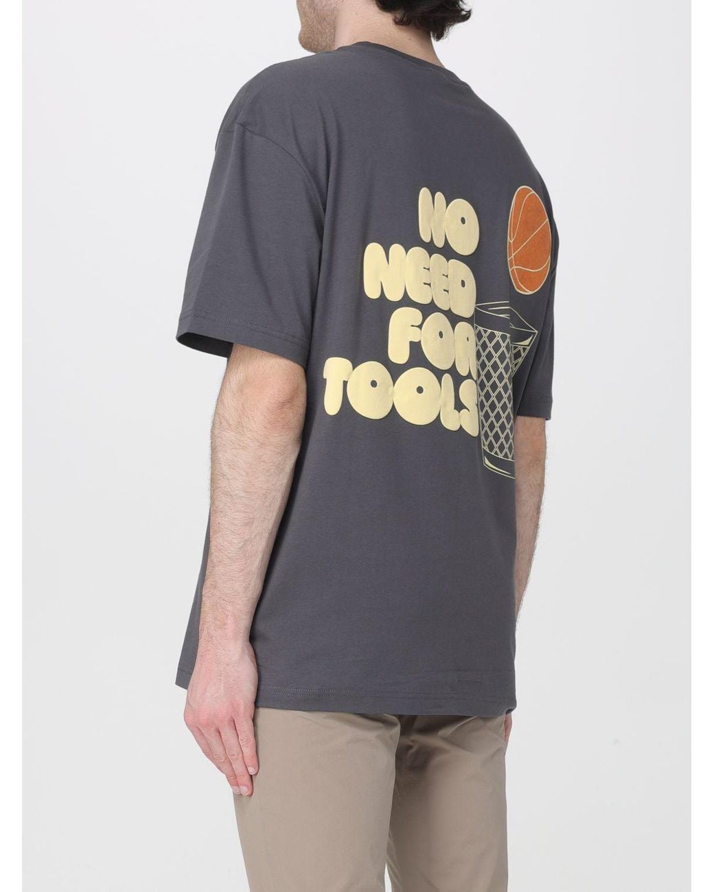 EA7 Gray Cotton T-Shirt With Sport Print for men