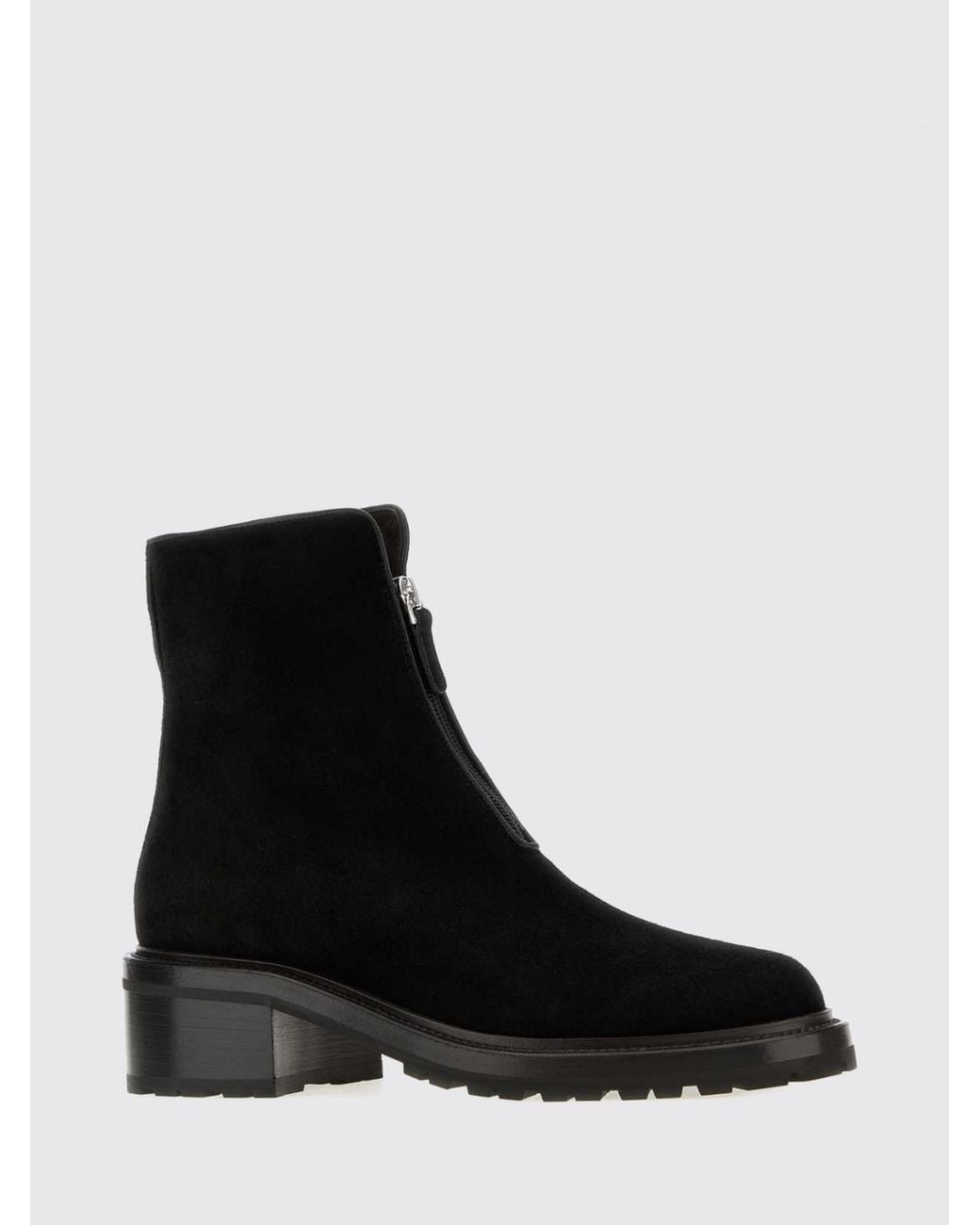 The Row Black Hike Suede Leather Ankle Boots With A Lug Sole And Round Toe