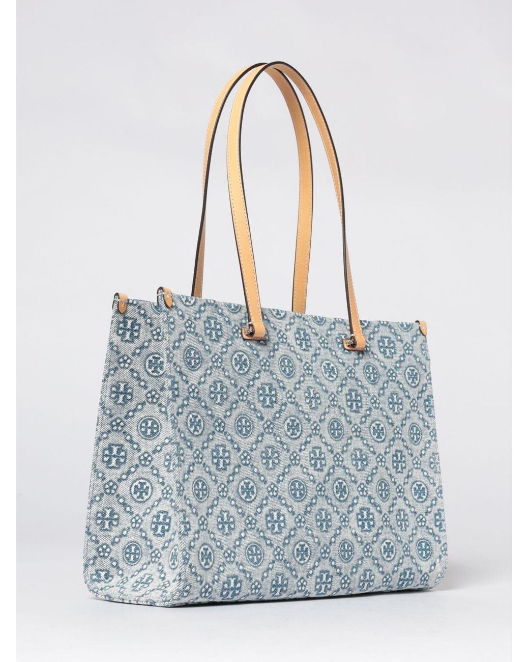 Tory Burch Blue T Monogram Jacquard Cotton Denim Bag