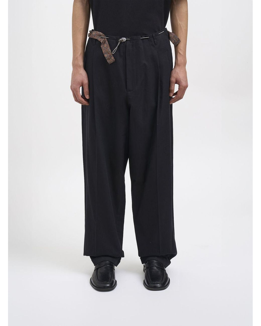 Magliano Black Cotton Wide Leg Pants for men