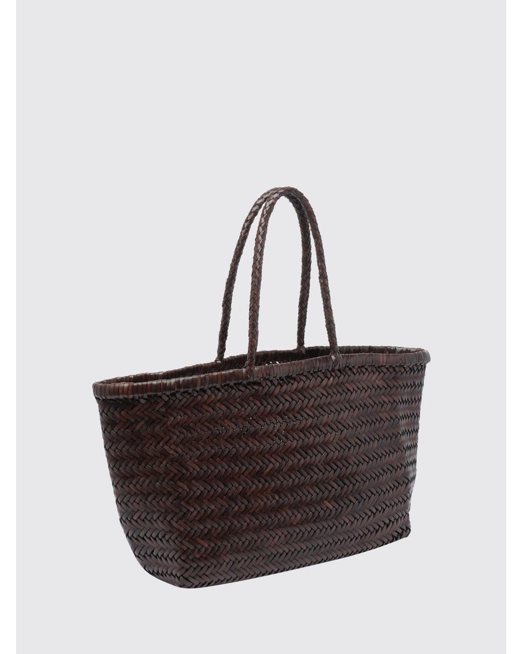 Dragon Diffusion Brown Woven Leather Handbag With Double Handle