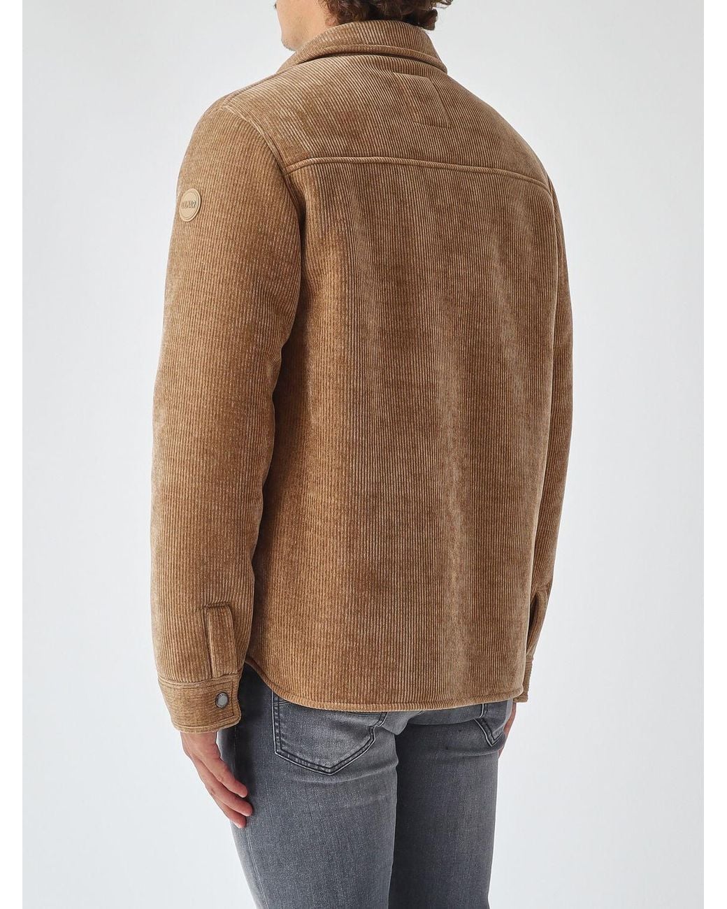 Colmar Brown Single-Breasted Velvet Overshirt With A Classic Collar And Button Closure for men