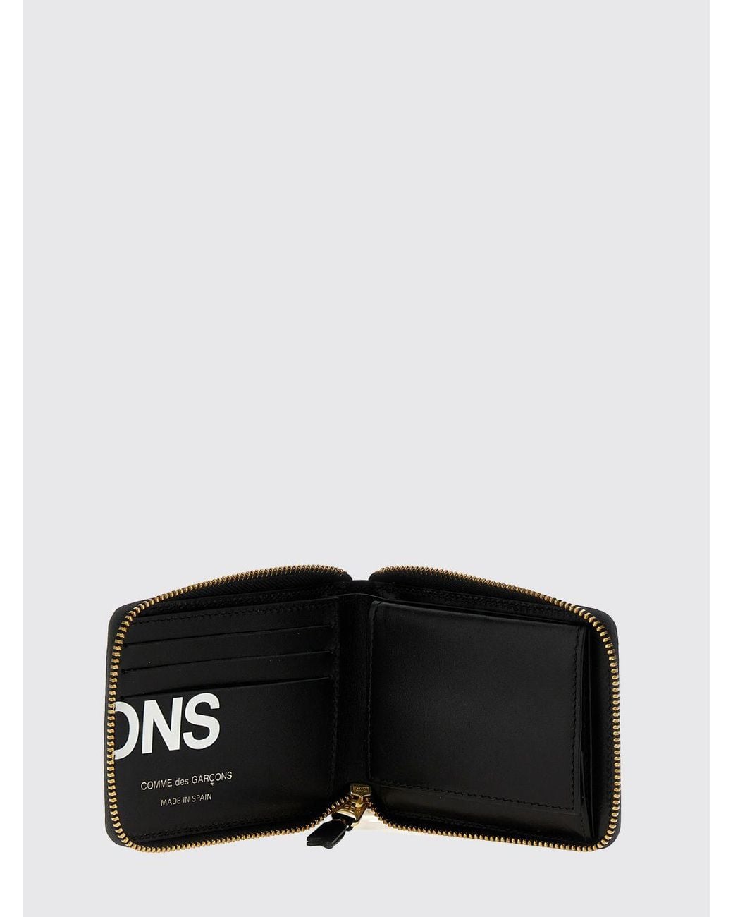 Comme des Garçons Black Bifold Calfskin Leather Wallet With Zip Closure for men