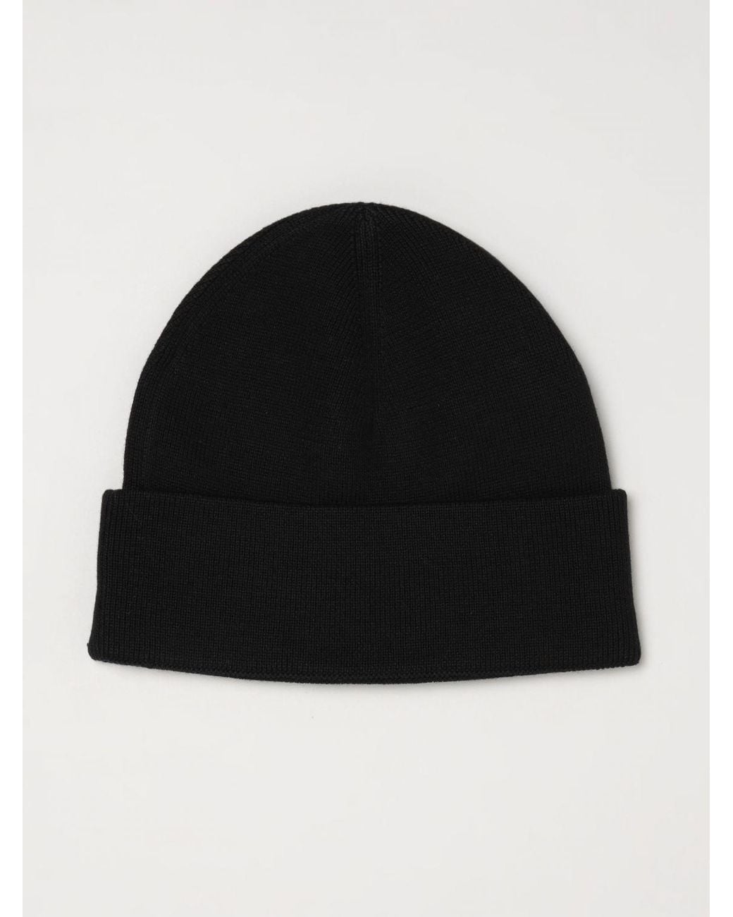 Fred Perry Black Wool And Cotton Blend Beanie Hat With Embroidered Logo for men