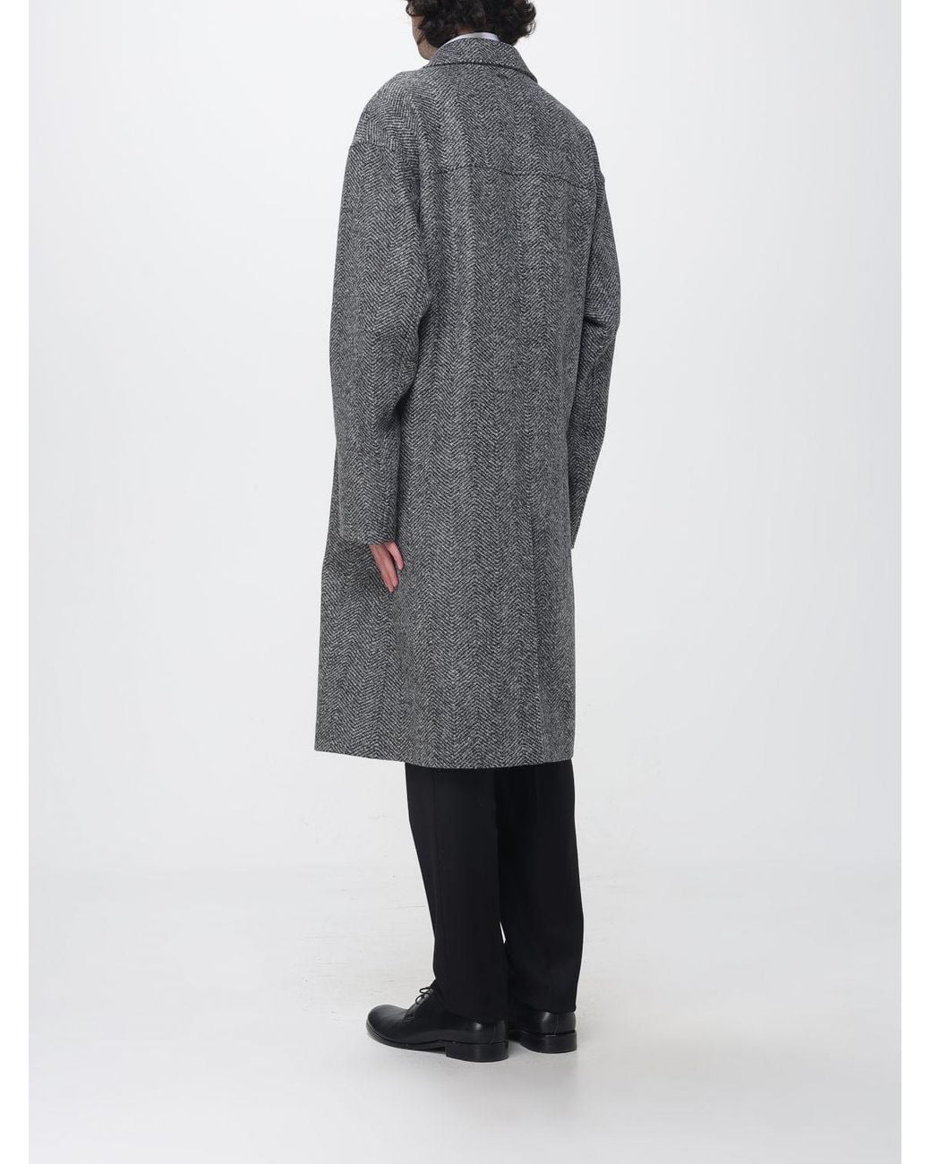 Herno Gray Single-Breasted Knee-Length Coat for men
