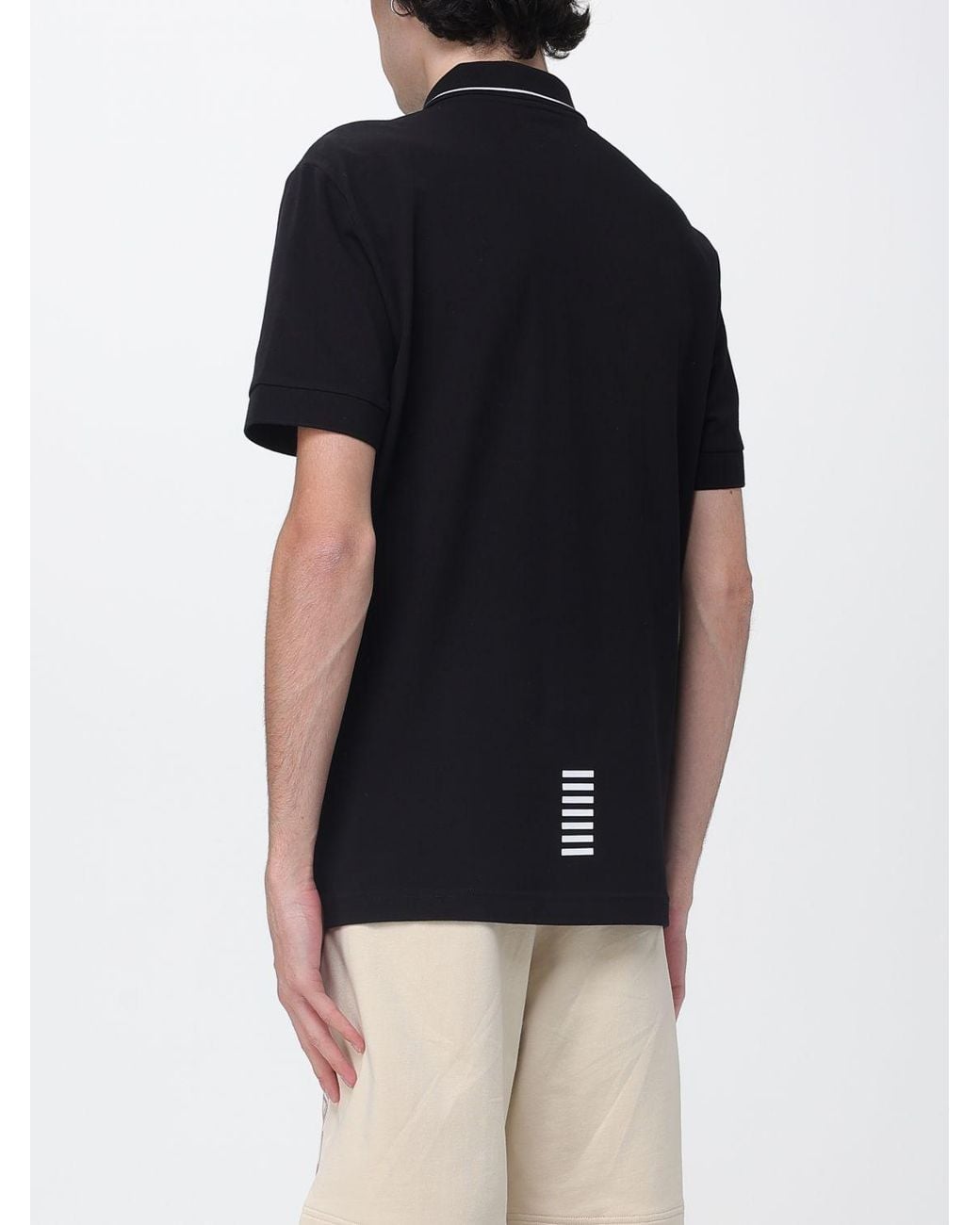 EA7 Black Cotton Polo Shirt With Logo for men