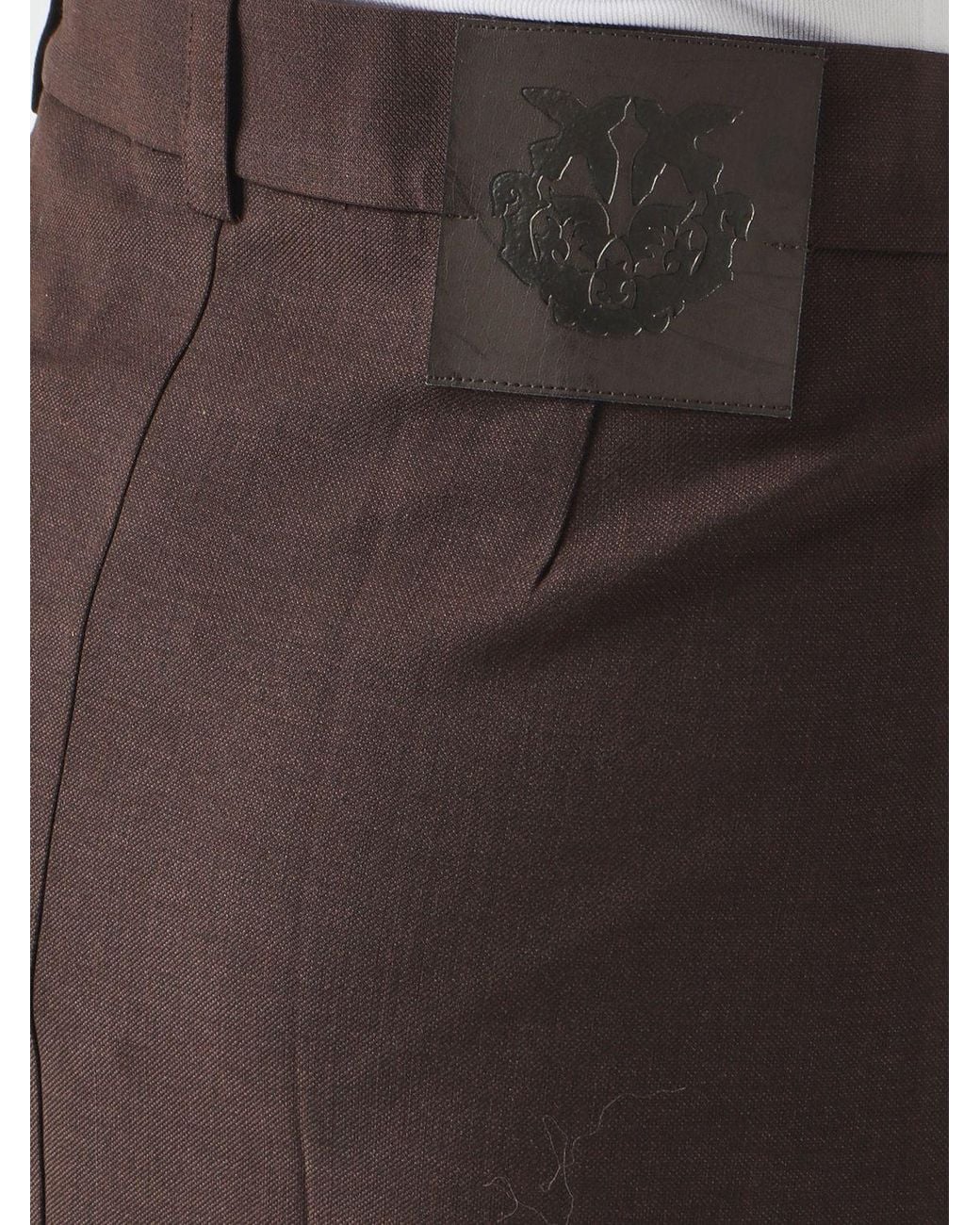 Pinko Brown High-Waisted Crêpe Wrap Midi Skirt With Front Slit
