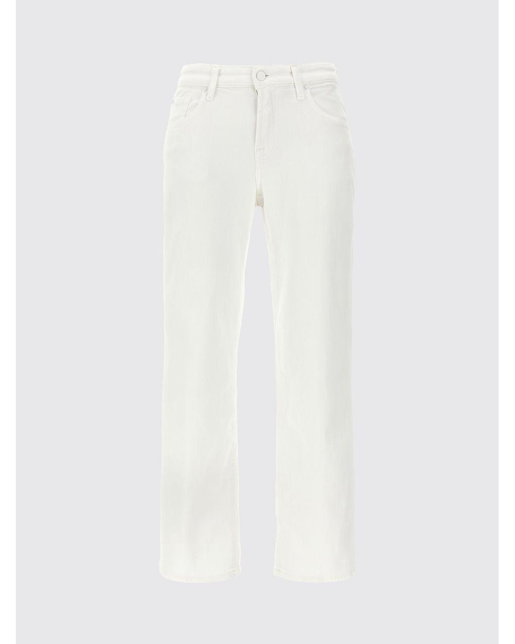 7 For All Mankind White Calie Straight Stretch Denim Jeans