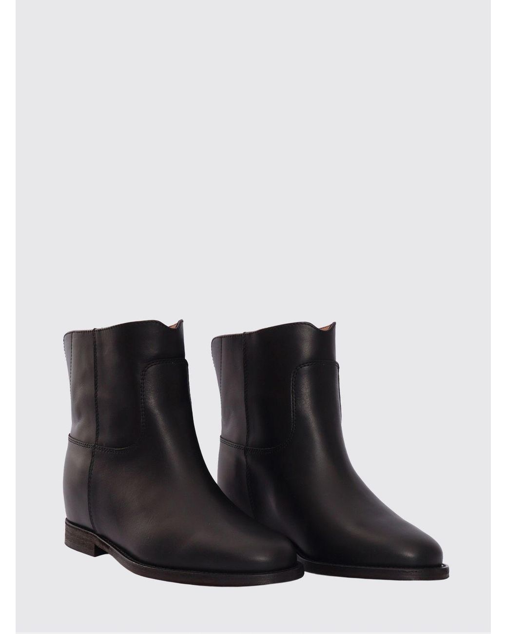 Via Roma 15 Black Leather Wedge Ankle Boot