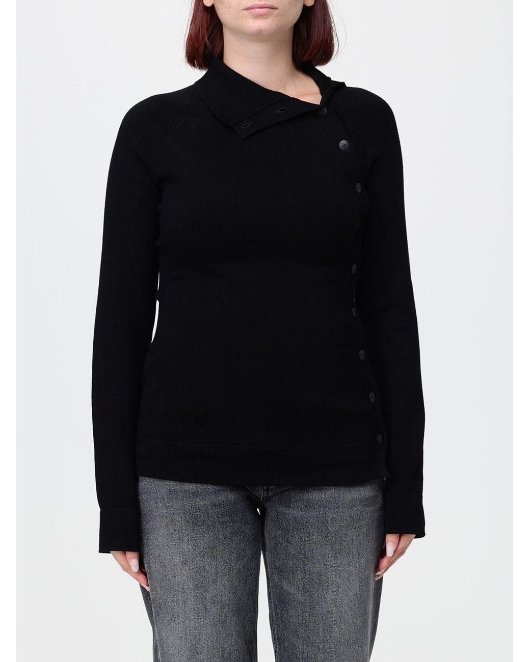 Dondup Black Slim Fit Viscose Turtleneck Jumper With Shoulder Buttons