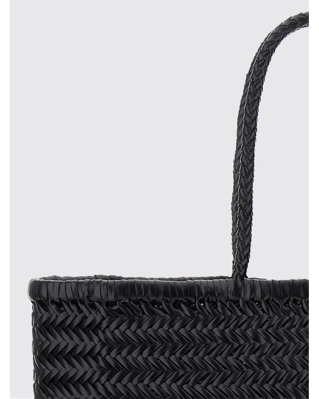 Dragon Diffusion Black Woven Leather Handbag With Double Handle