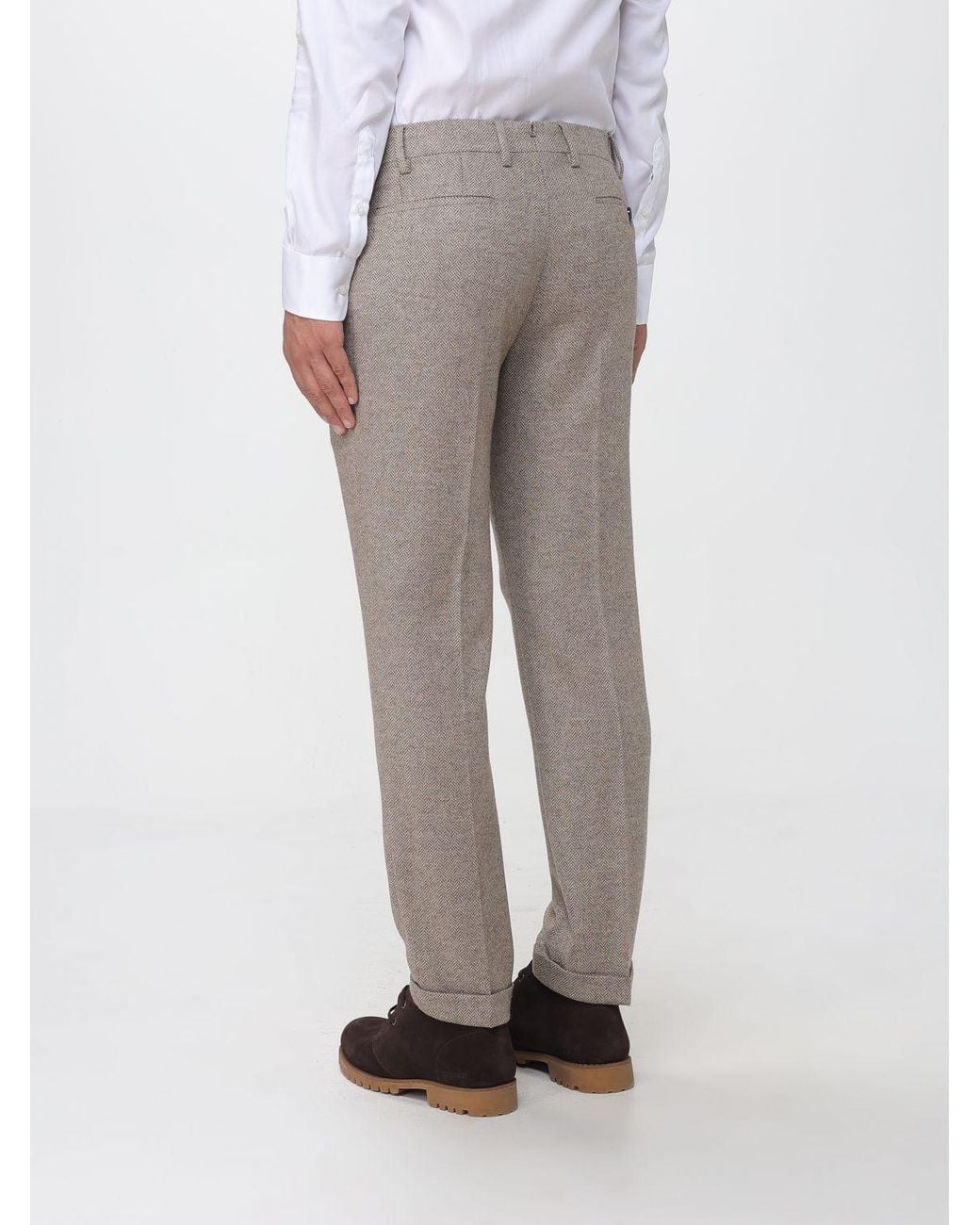 Berwich Gray Slim Fit Pleated Wool Chinos for men
