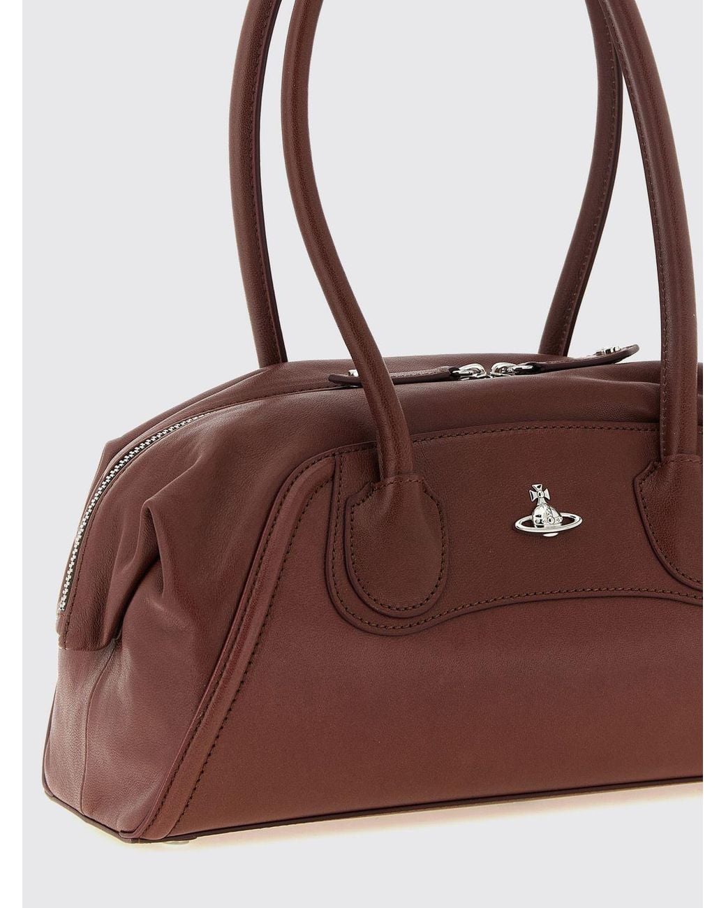 Vivienne Westwood Brown Shirley Monogram Leather Shoulder Bag With Orb Logo