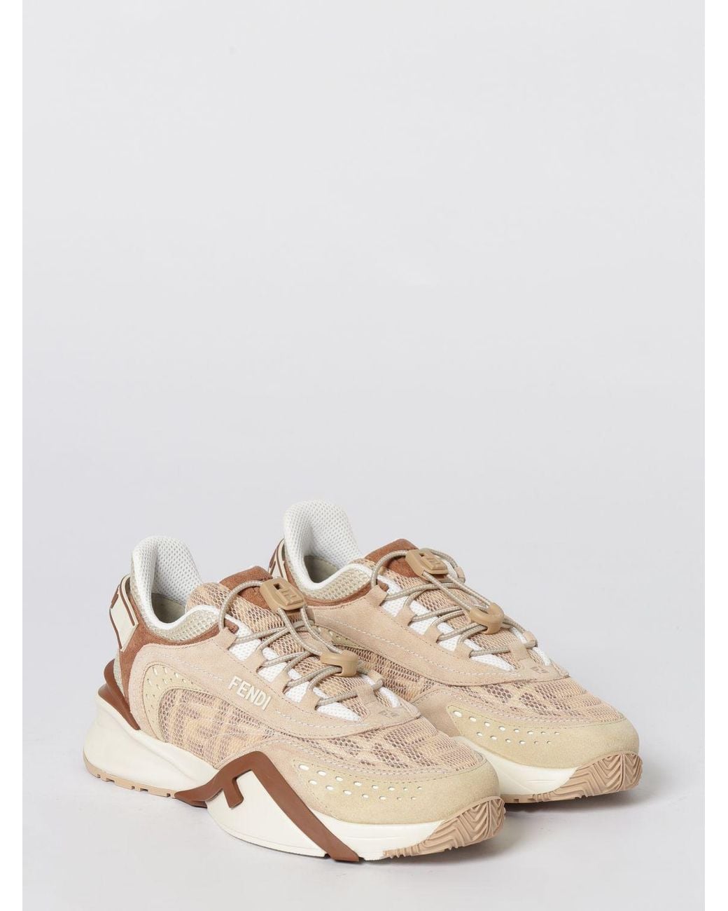 Fendi Natural Flow Suede And Mesh Sneakers