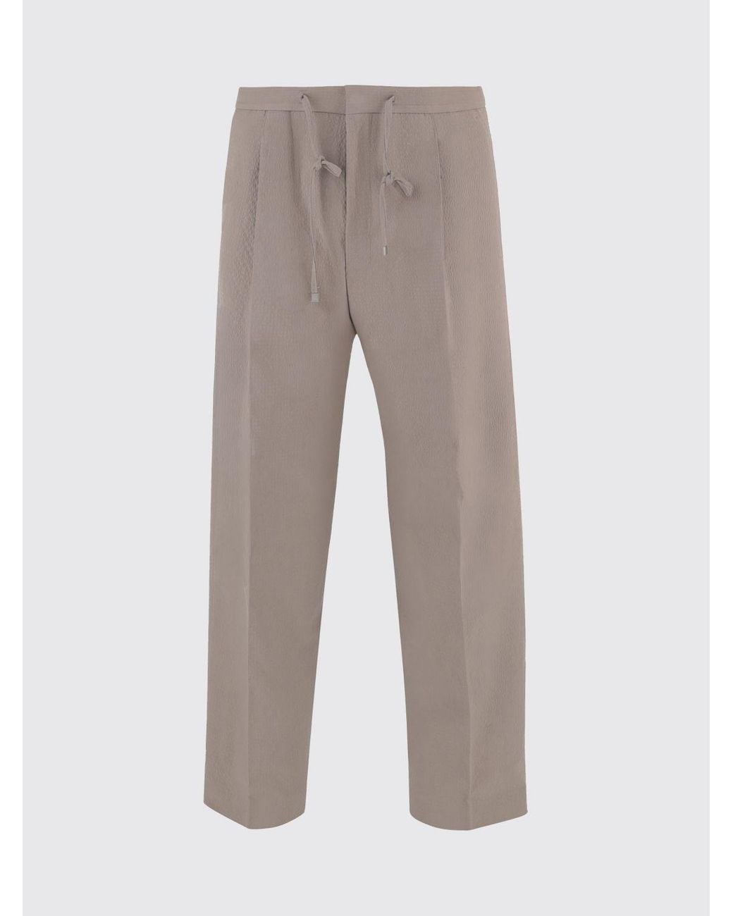 Boss Gray Slim Fit Stretch Cotton Trousers With Drawstring for men