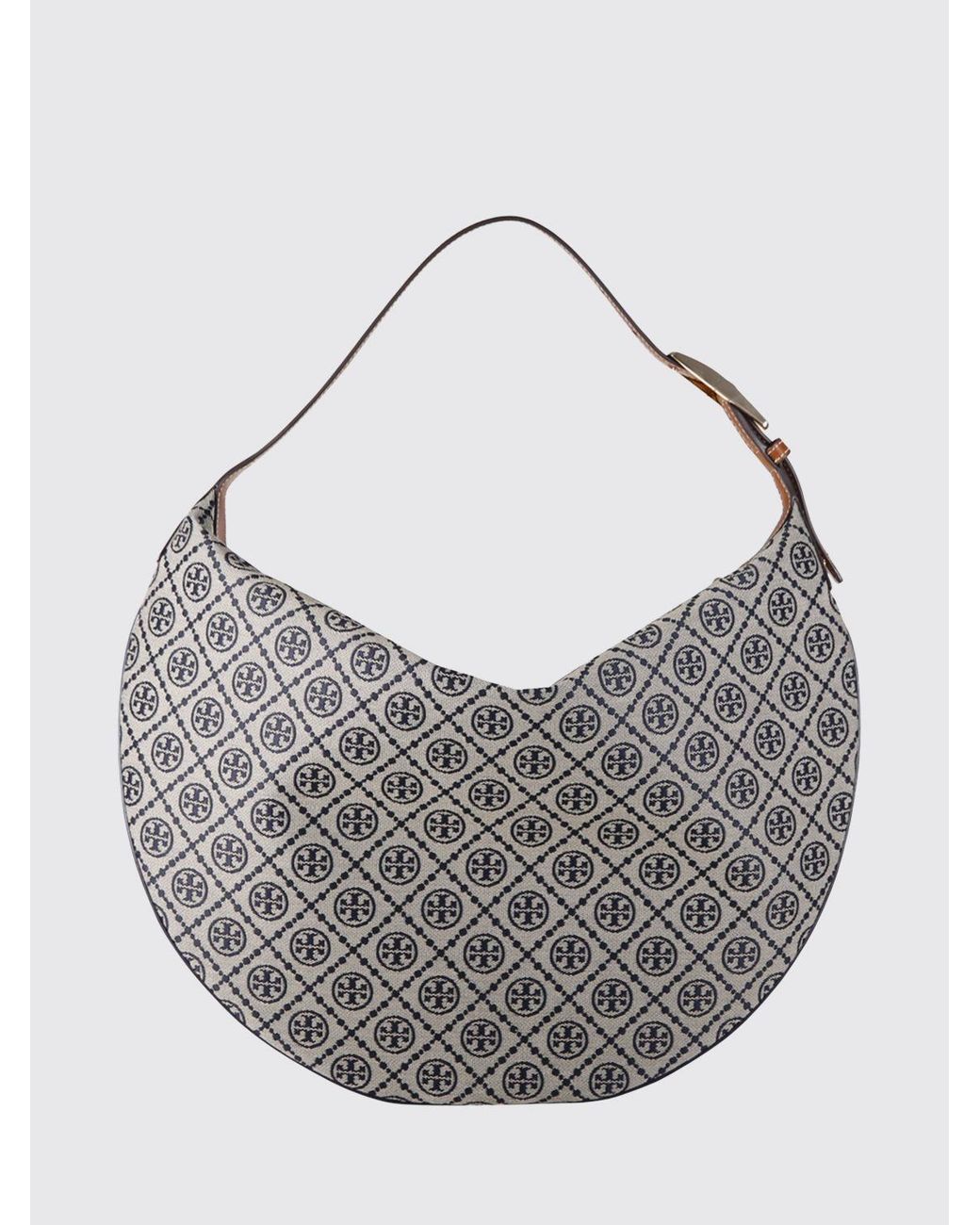Tory Burch Gray T Monogram Balloon Canvas Bag With Jacquard Monogram