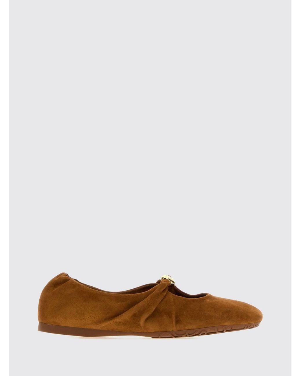 Loewe Brown Pebble Draped Suede Sheepskin Ballet Flats