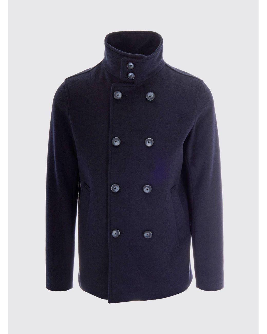 Herno Blue Resort Double-Breasted High Neck Short Coat for men