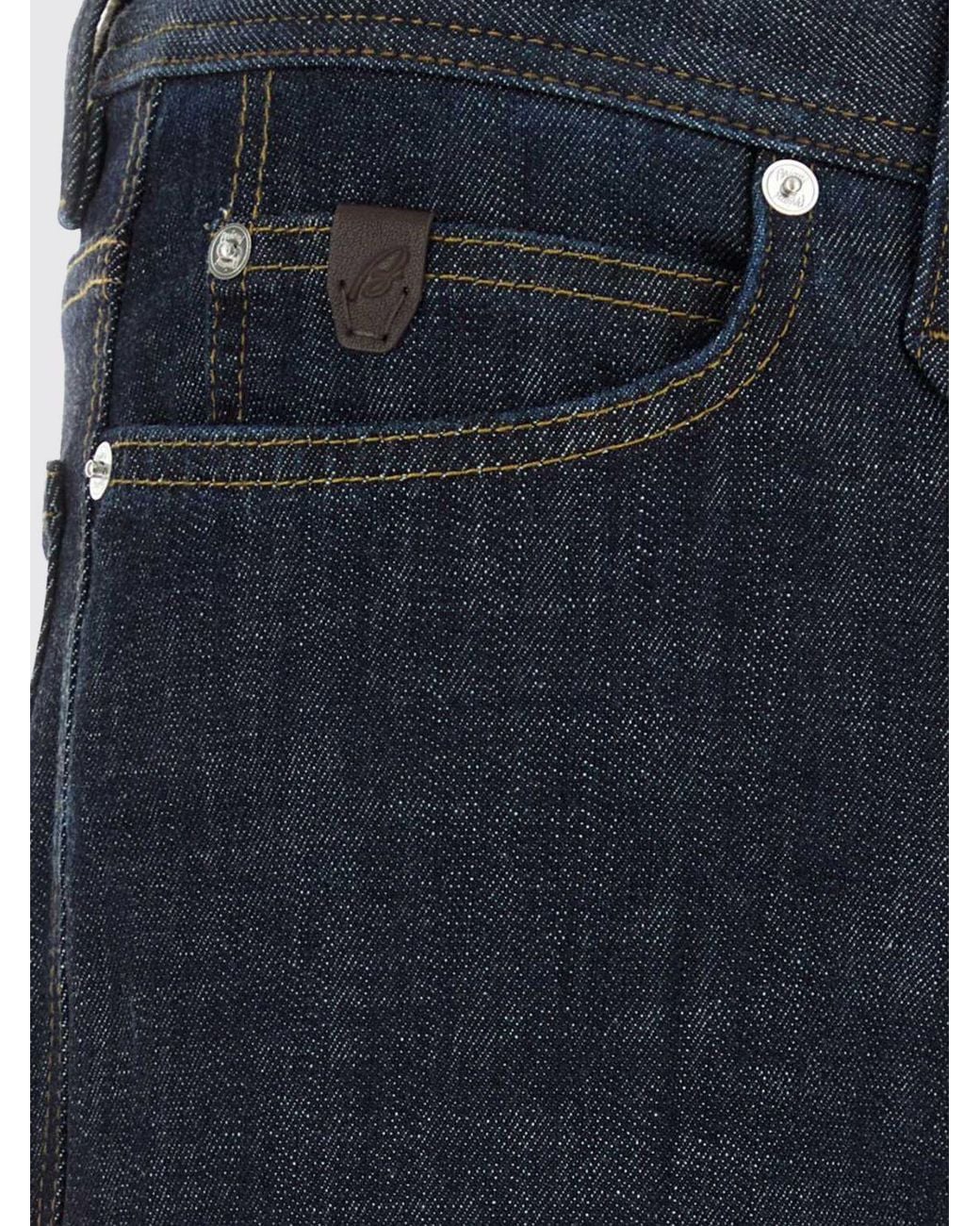 Brioni Blue Meribel Slim Straight Fit Stretch Denim Jeans for men