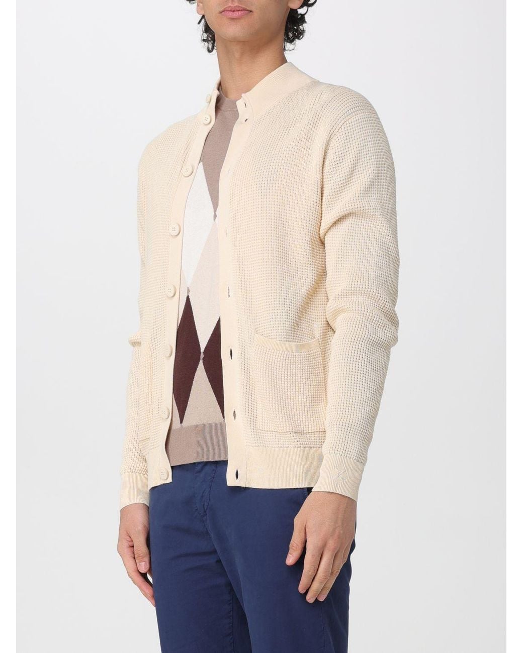 Ballantyne Blue Cotton Button-Up Cardigan for men