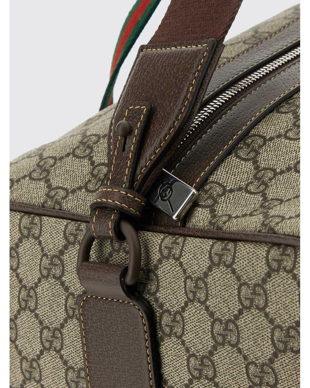 Gucci Brown Monogram Gg Supreme Fabric Duffle Bag With Double Handle for men