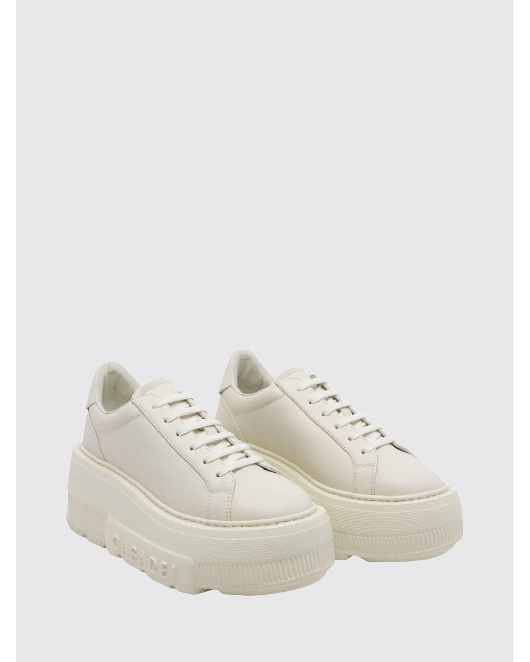 Casadei White Nexus Smooth Leather Platform Wedge Sneakers