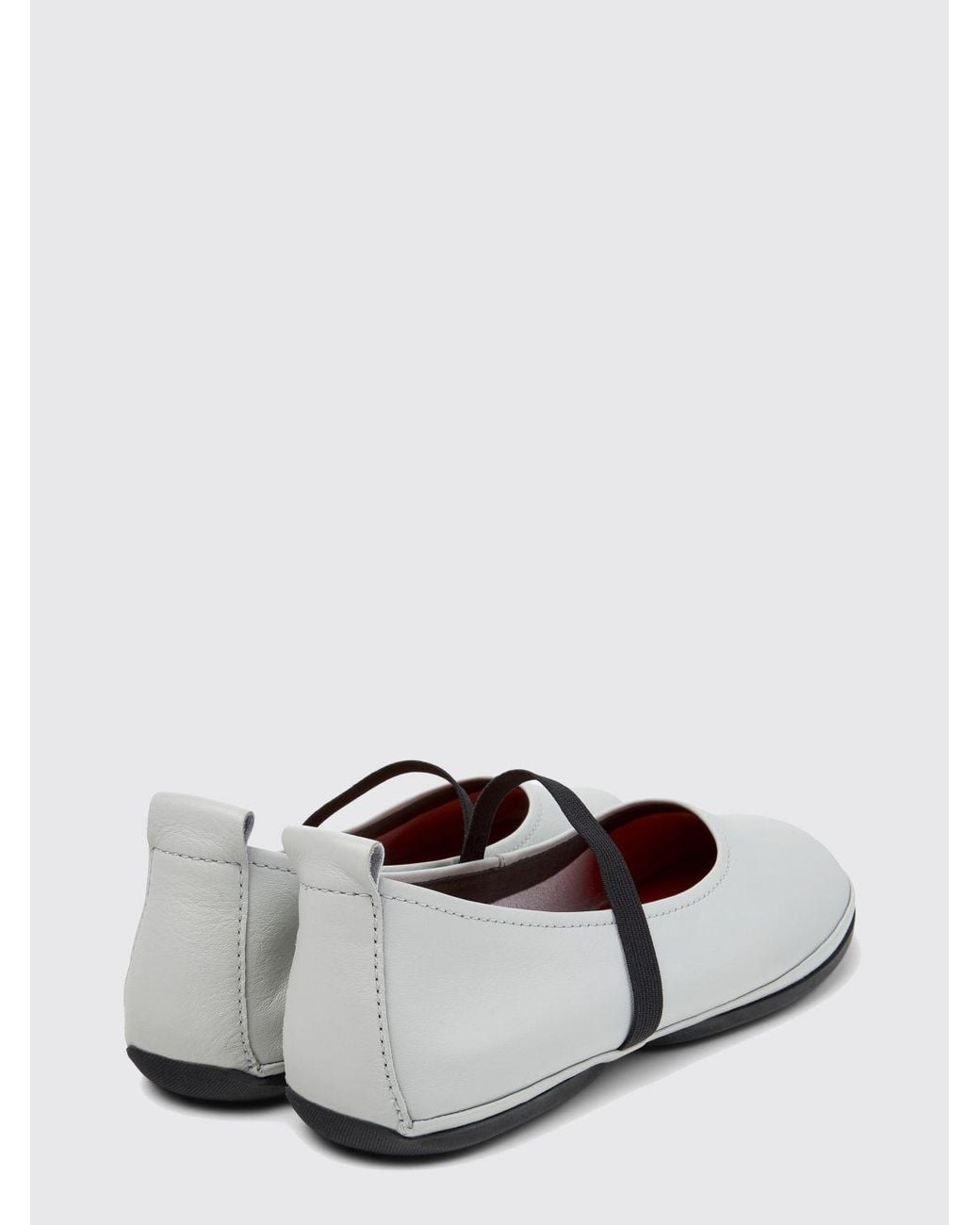 Camper White Right Nina Calfskin Mary Janes With Elasticated Inserts And Round Toe