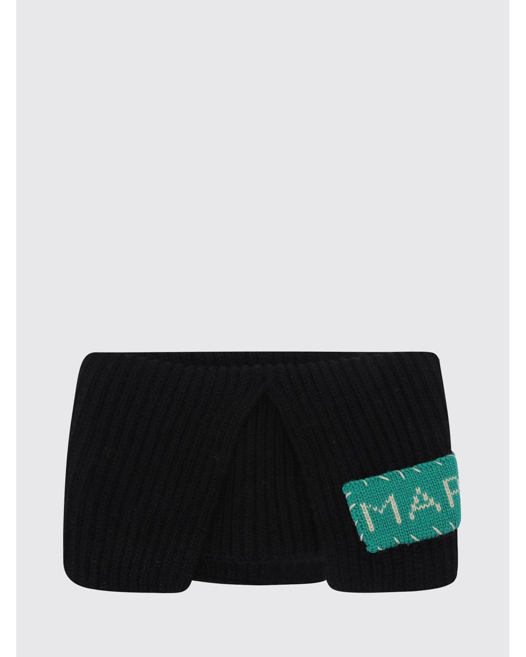 Marni Black Pure Virgin Wool Neck Warmer With Contrast Logo And Straight Hem for men