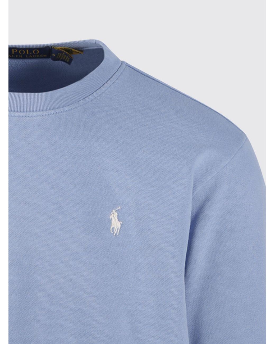Polo Ralph Lauren Blue Cotton Crewneck Sweatshirt With Pony Logo for men