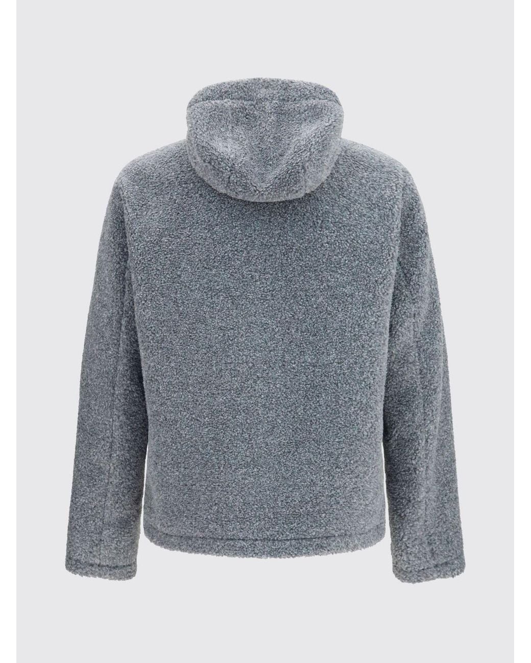 Herno Gray Bouclé Fabric Hooded Sports Jacket With Zip Closure for men