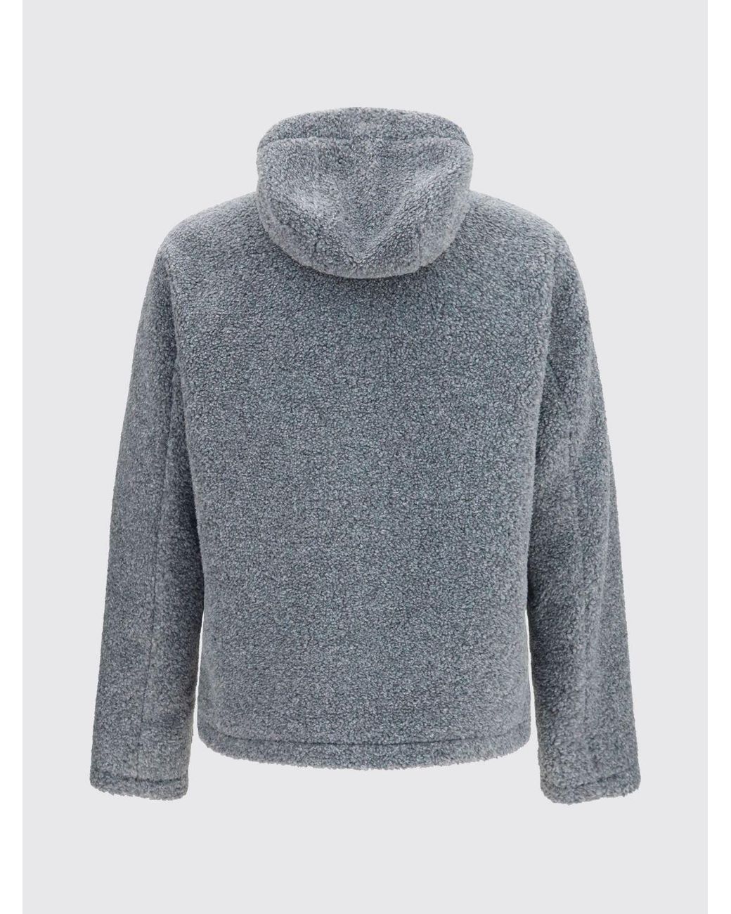 Herno Gray Bouclé Fabric Hooded Sports Jacket With Zip Closure for men