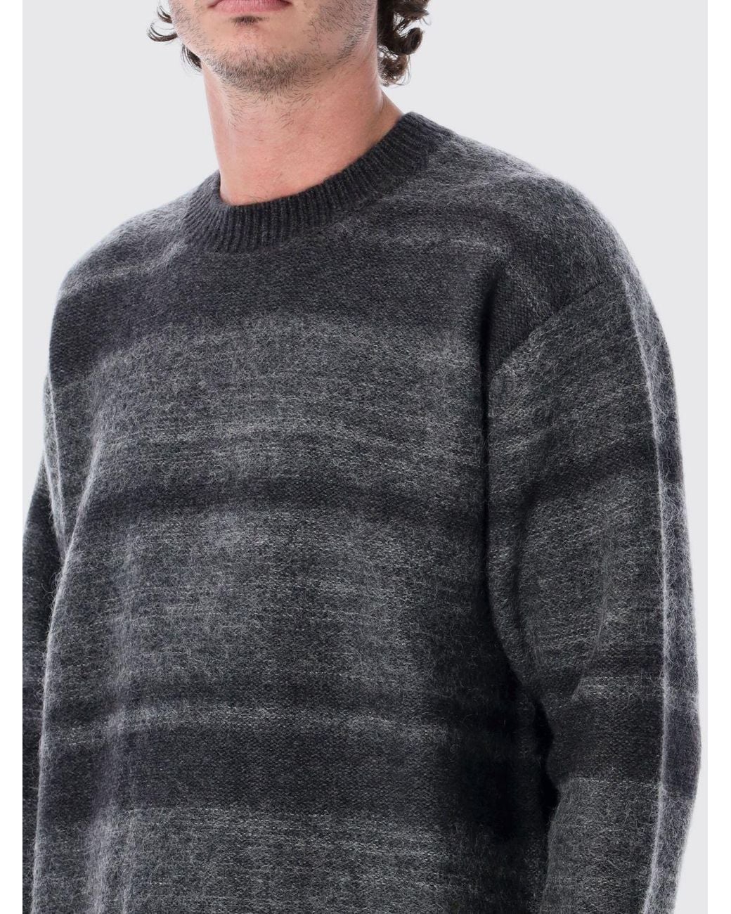 Comme des Garçons Gray Comme Des Gar&Ccedil	Ons Striped Wool And Mohair Blend Crewneck Jumper for men