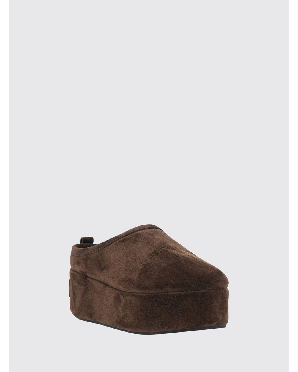 Balenciaga Brown Alaska Shearling-Lined Suede Mules With Wedge Platform Sole