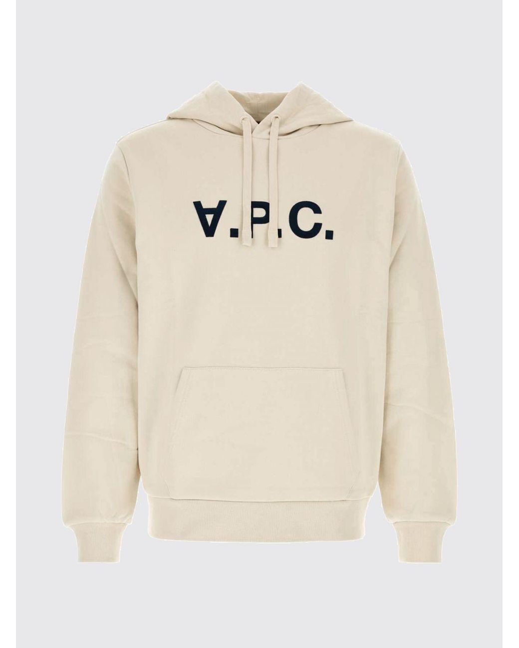 A.P.C. Natural Cotton Logo Hoodie With Kangaroo Pocket for men