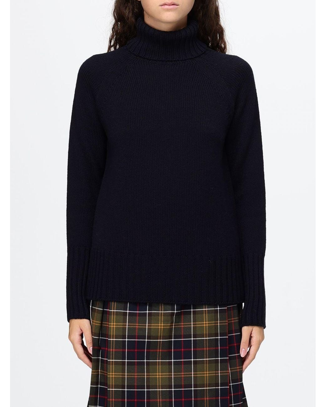 Drumohr Blue 100% Pure Merino Wool Turtleneck Jumper With Ribbed Edges
