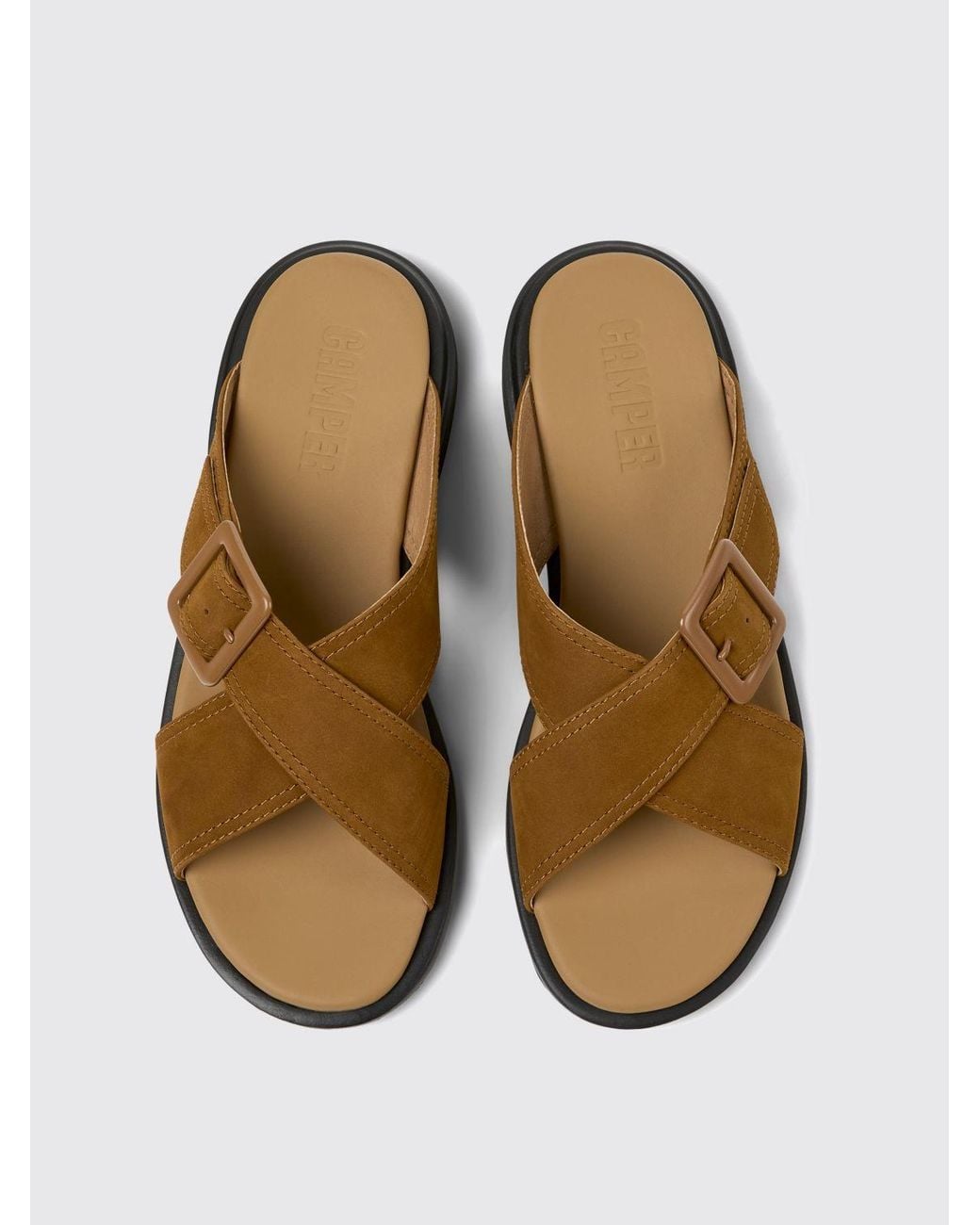 Camper Brown Edy Nubuck Sandals