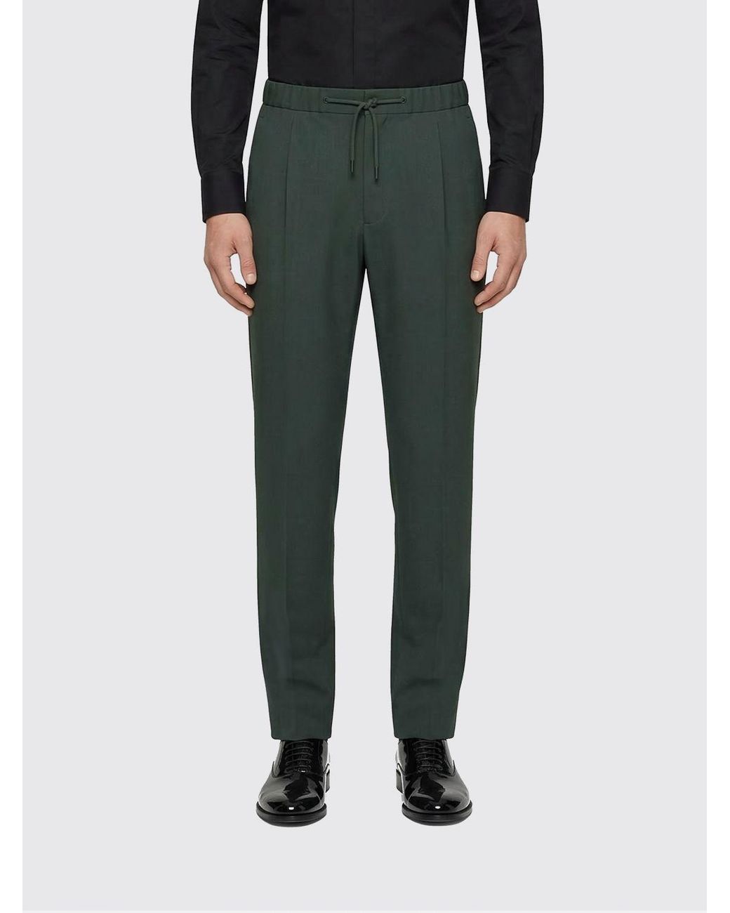 Giorgio Armani Green Linen Drawstring Trousers for men