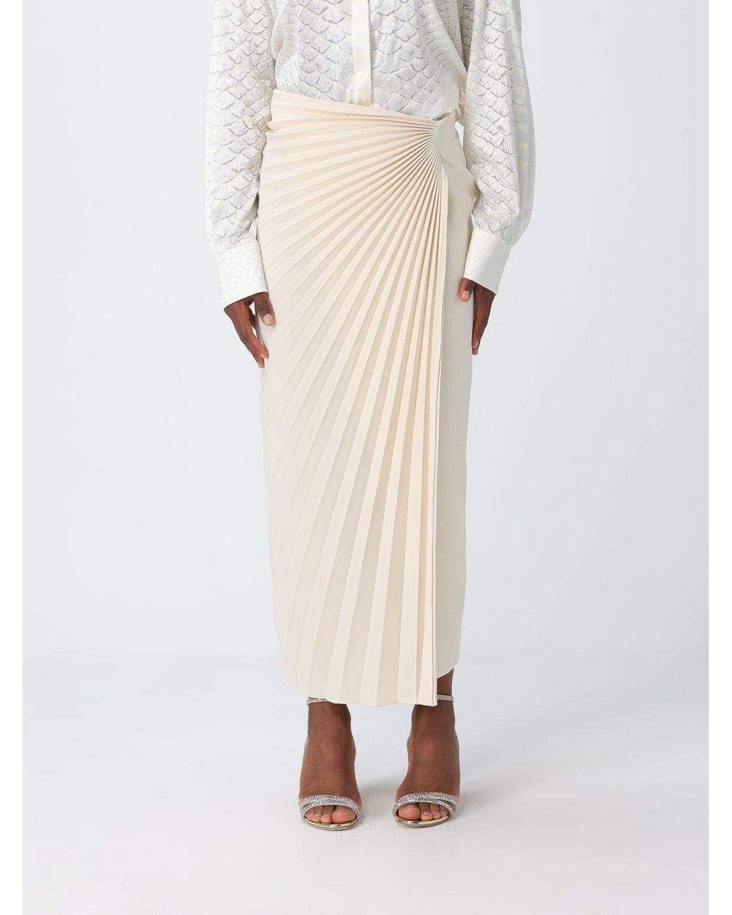 Roberto Cavalli Natural Pleated Skirt