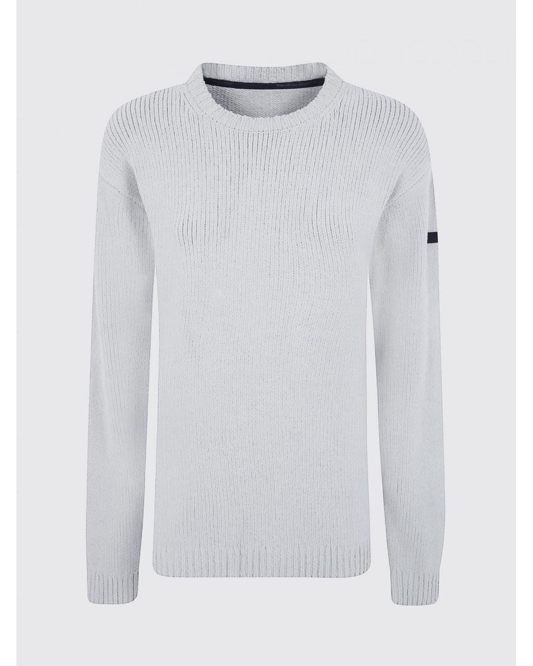 Rrd Gray Wool Crewneck Jumper With Ribbed Trims And Applied Logo for men
