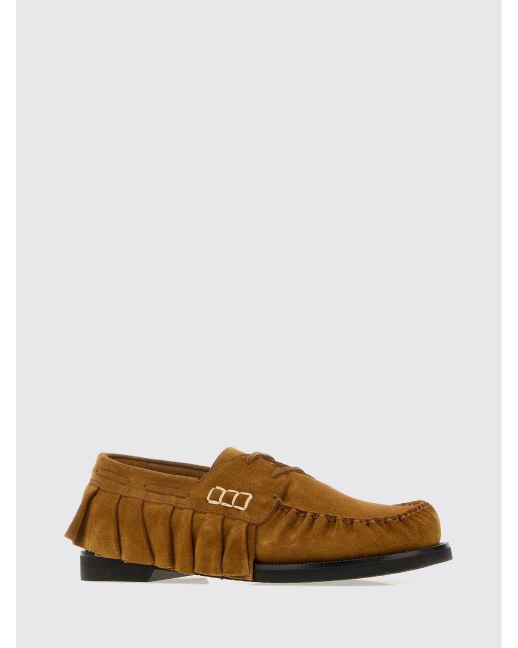 J.W. Anderson Brown Suede Boat Shoes With Ruched Detailing for men