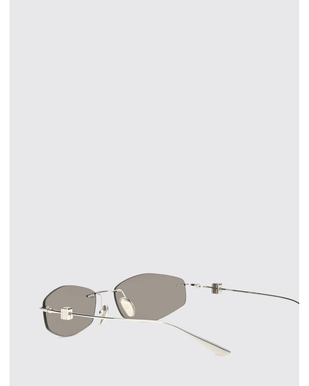 Balenciaga White D-Frame Nano Rectangular Metal Sunglasses With Tinted Lenses for men