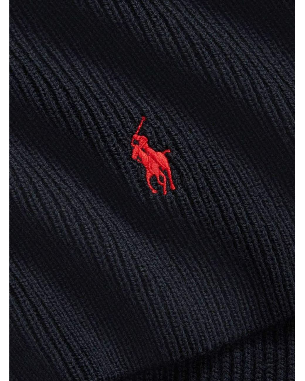 Polo Ralph Lauren Black Two-Piece Set With Ribbed Pure Wool Hat And Scarf for men